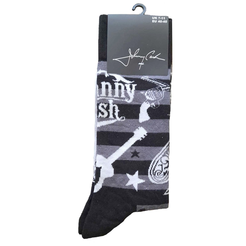 Johnny Cash - Guitars 'N Guns Socks - EU 40-45 - Grey/Black